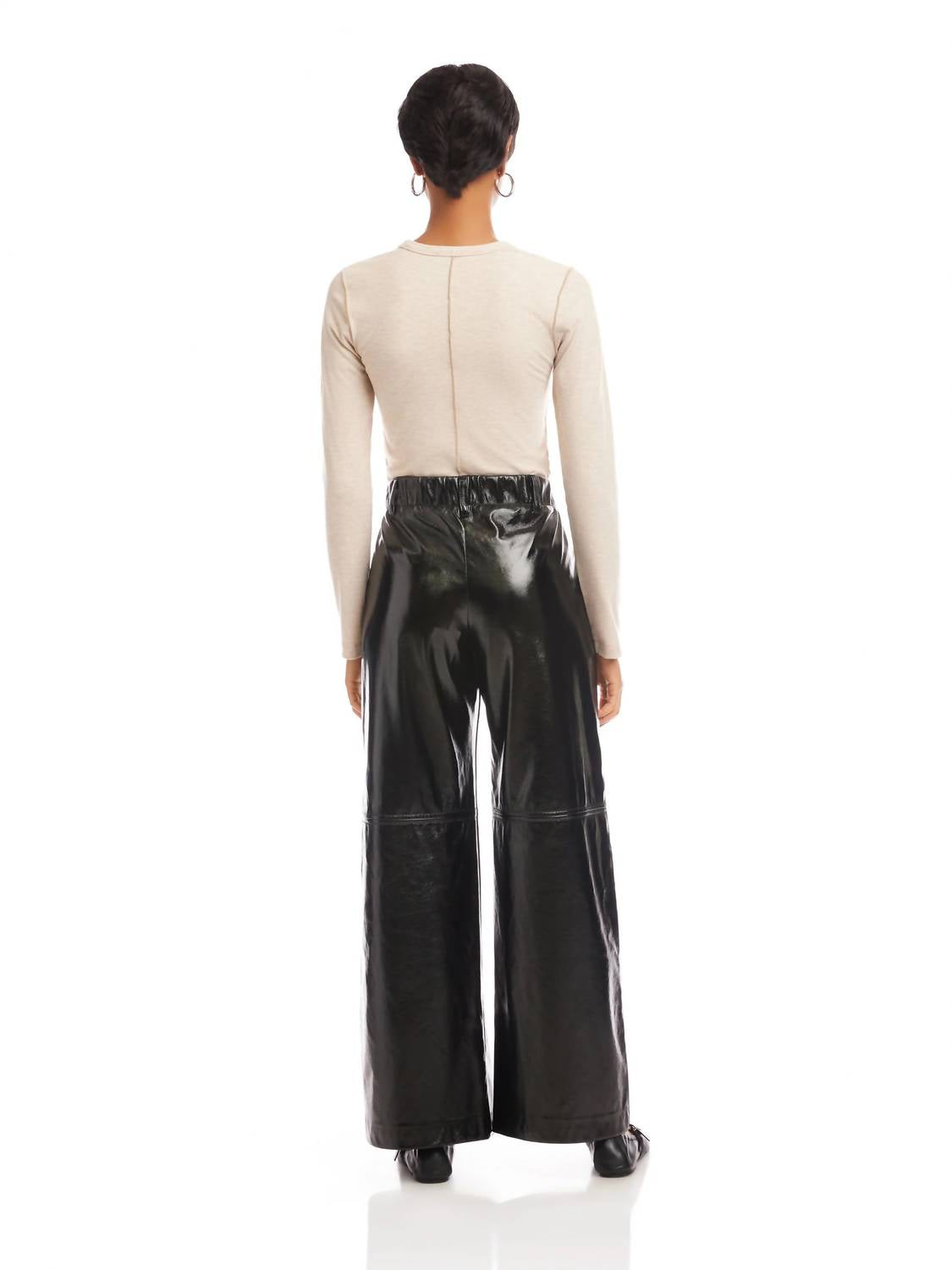 Fifteen Twenty - Lara Faux Patent Leather Wide Leg Pants