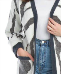 Papillon - Eyelash Zebra Cardigan With Patch Pockets