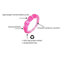 Gold & Honey - Women's Bamboo Lucite Rings - Set Of 5