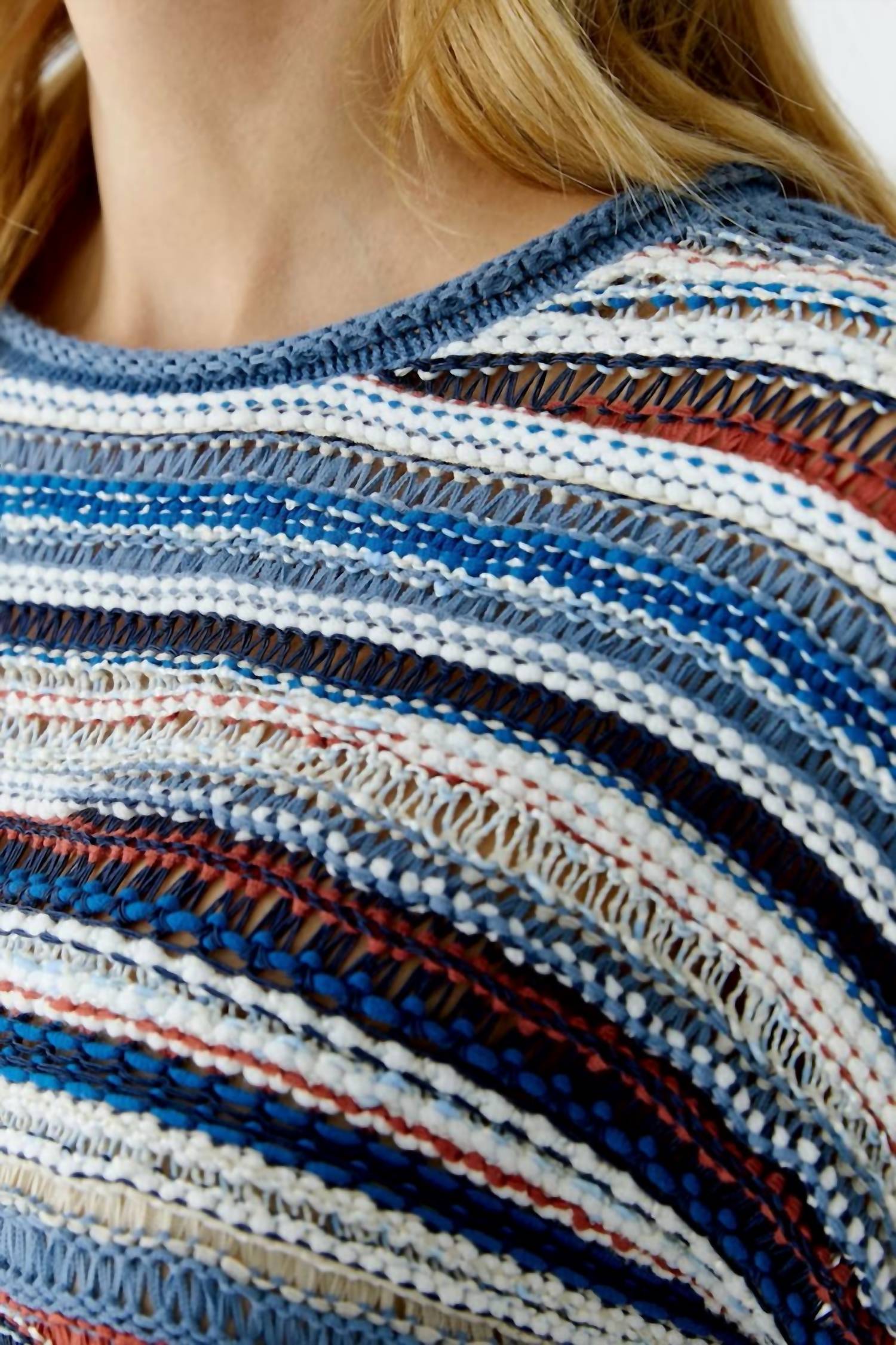 Oui - Yarn Mix Stripes Pullover
