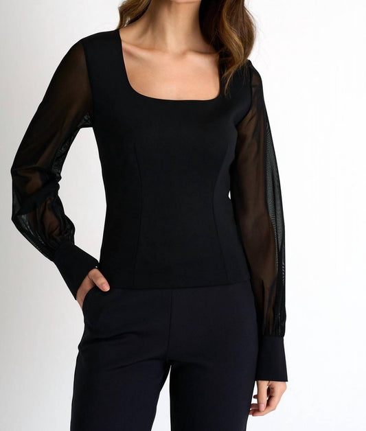 Shan - Mesh Puff Sleeve Top