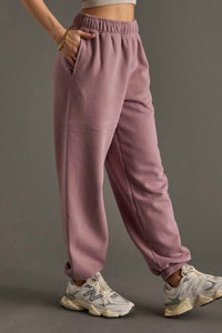 Panache Apparel Relaxed Fit Sweatpants in dusty purple - women's pants - detail view