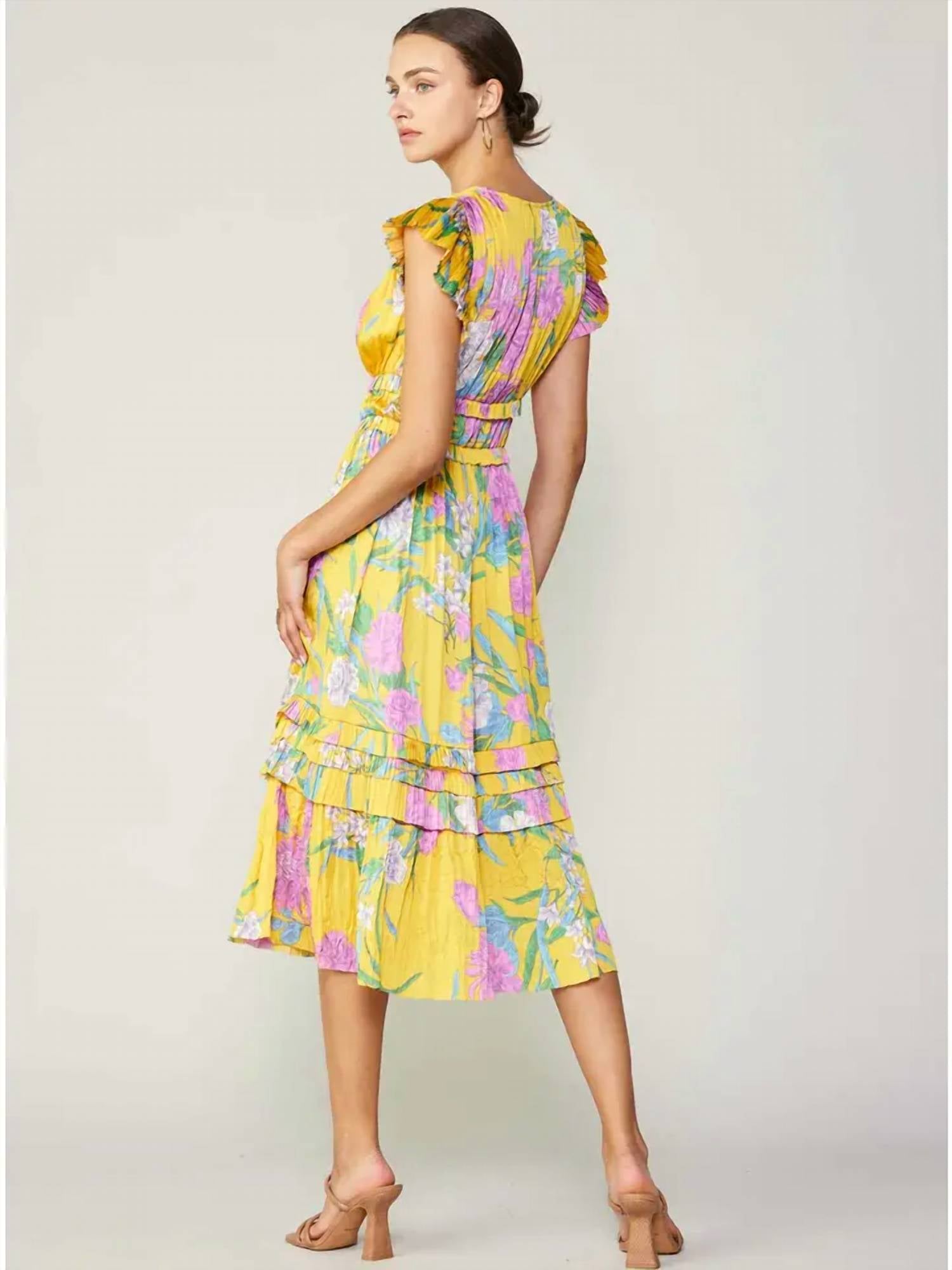 Current Air - Floral Print V Neck Dress