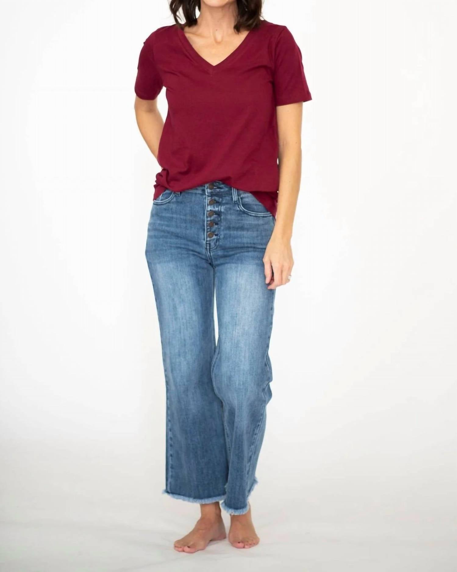 Tea N Rose - Women's Rhea High Rise Cropped Jeans