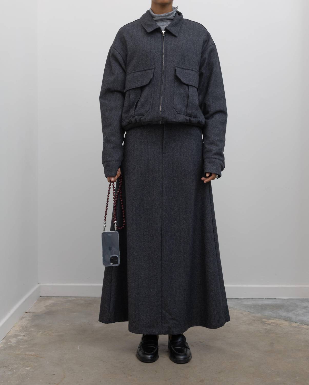 Collective - Herringbone Collared Quilted Bomber Jacket
