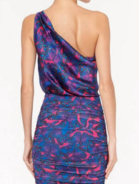 Cami NYC Darby Asymmetrical Draped Bodysuit in mariposa - women's shirt - detail view