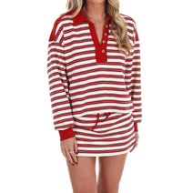 ee:some Striped with Love Two Piece Set in berry cream - women's sleepwear - detail view