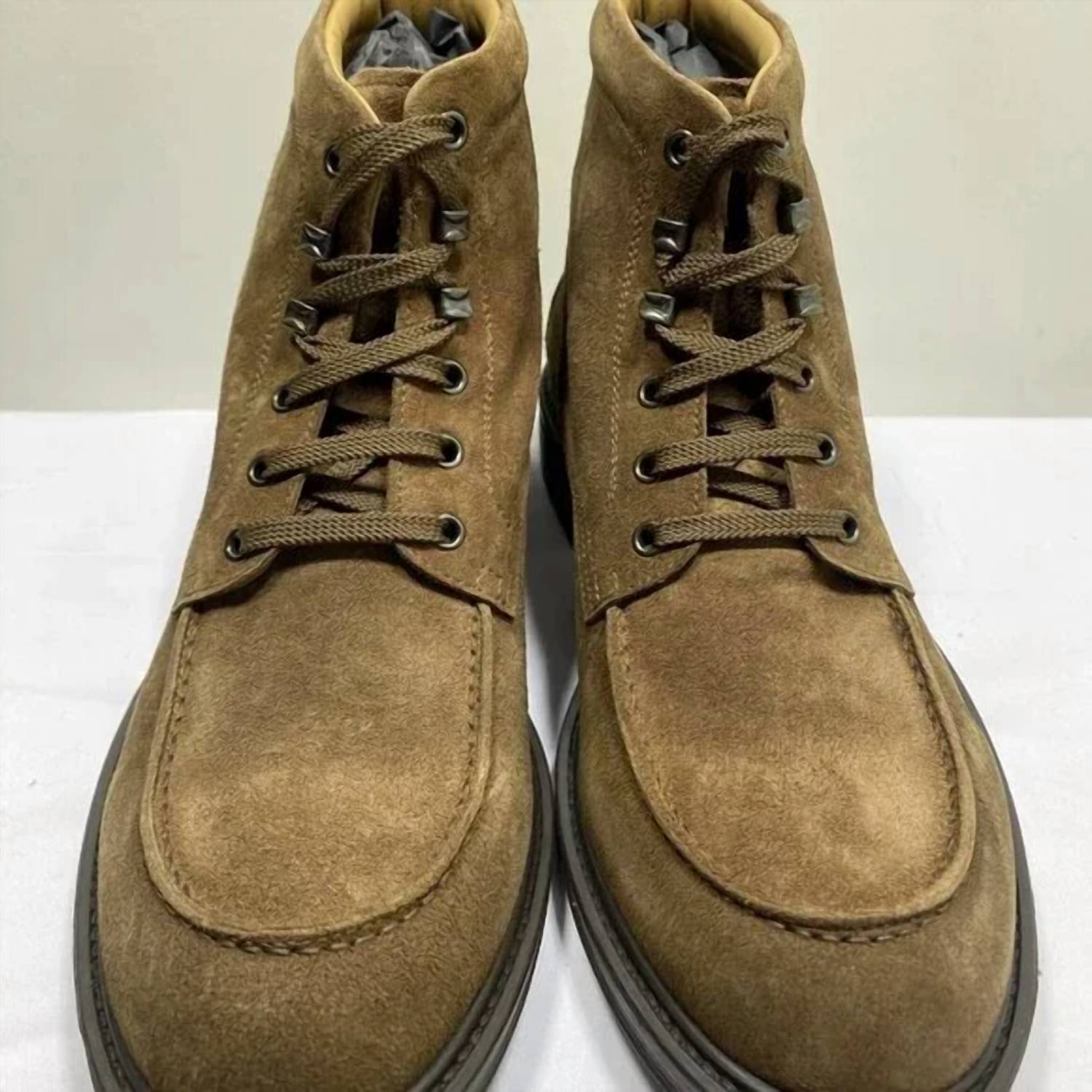 Ghiaia Cashmere Men's Suede Combat Hiking Boots in brown - men's boots - detail view