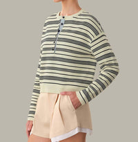525 America - Cara Striped Henley Pullover