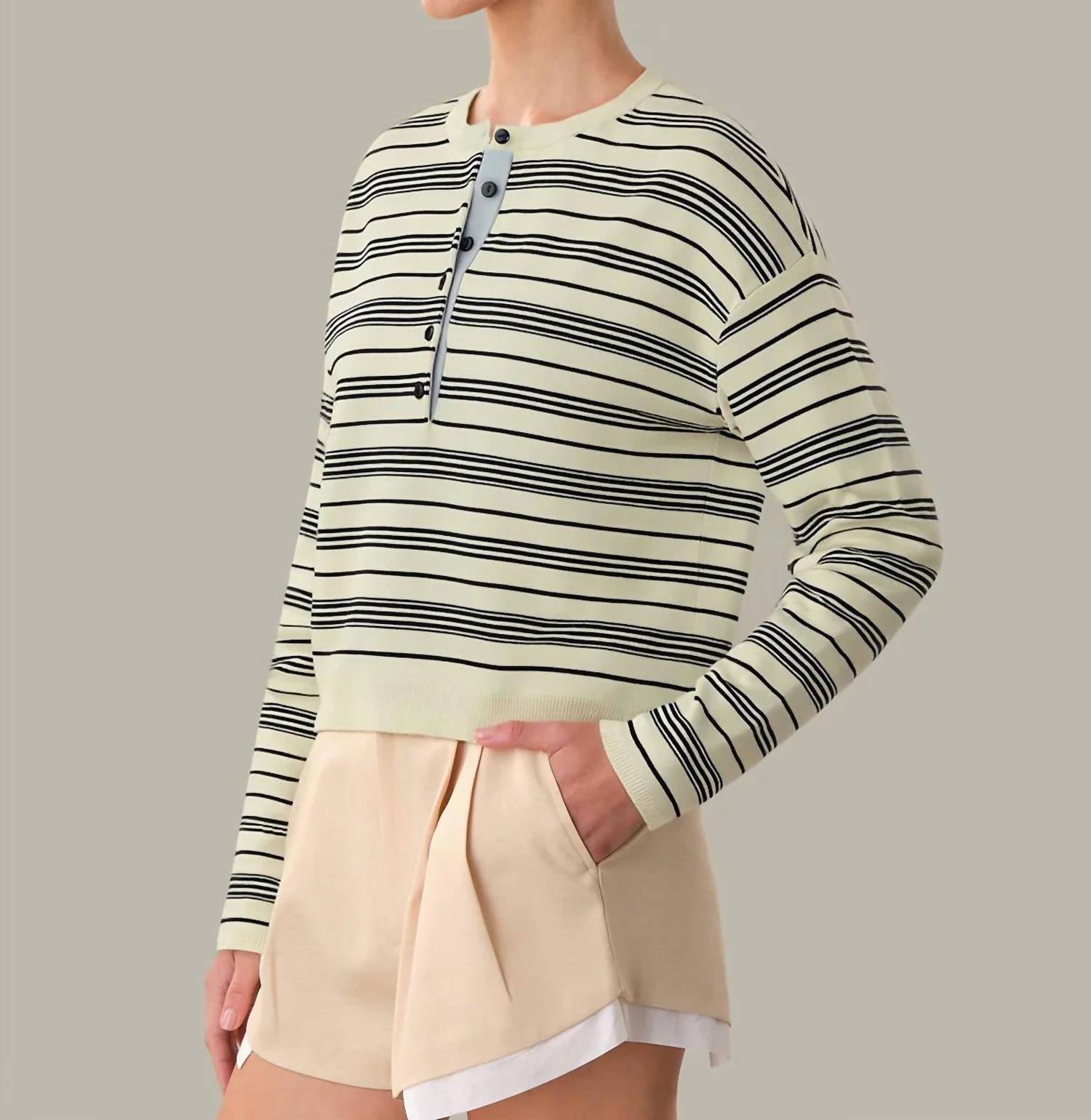 525 America - Cara Striped Henley Pullover