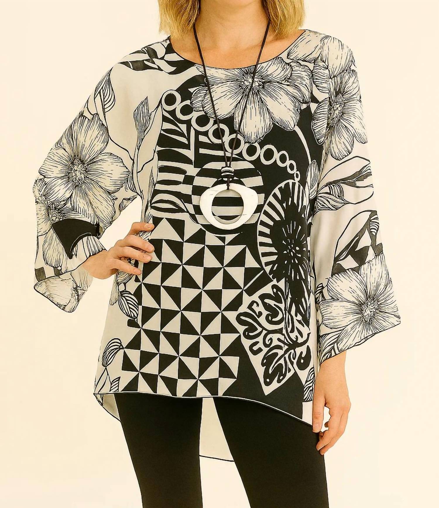 Lior - Geo Print Sheer Blouse