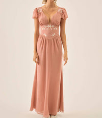 for Love & Lemons Emmie Chiffon Maxi Dress in pink - women's dress