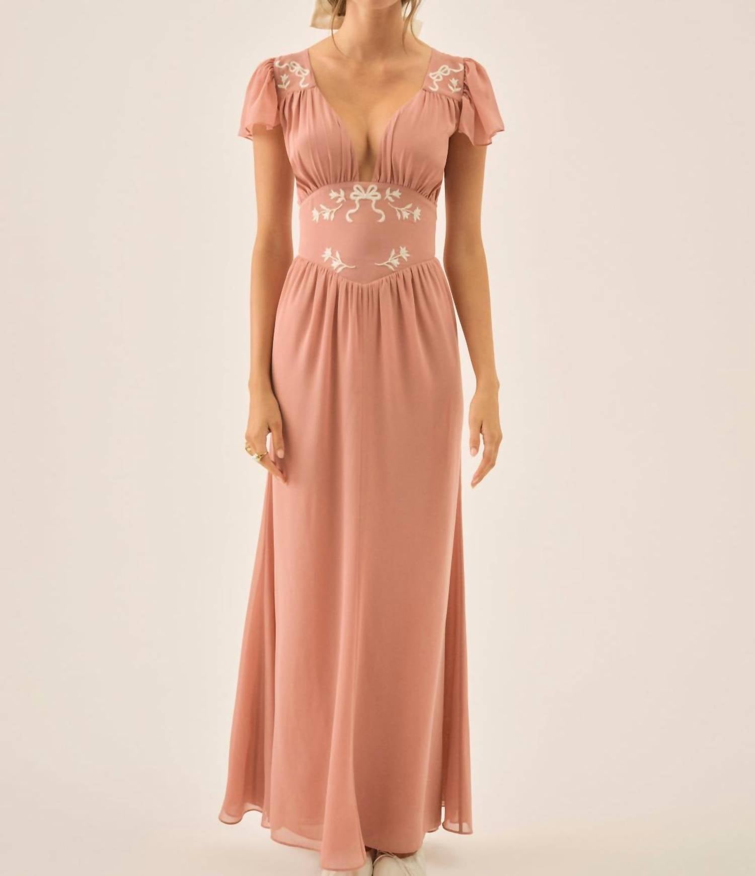 for Love & Lemons Emmie Chiffon Maxi Dress in pink - women's dress