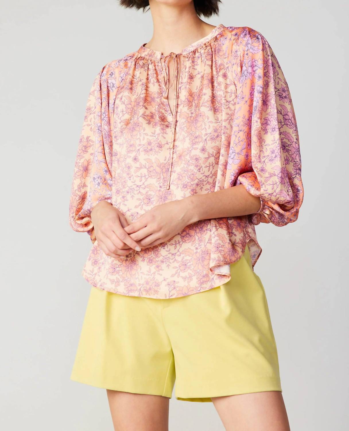 Current Air - Floral Cuffed Sleeve Blouse