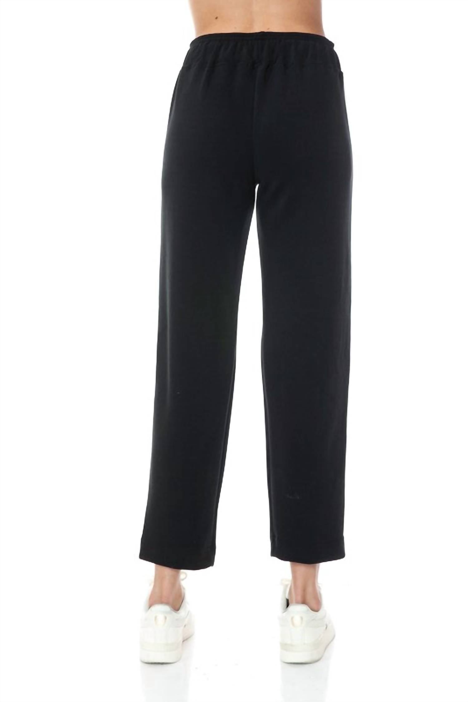 ariella Straight Leg Scuba Pant in black - women's jeans - detail view