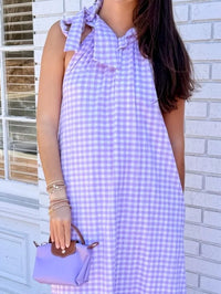 Adrienne - Julia Violetta Seer Gingham Maxi Dress