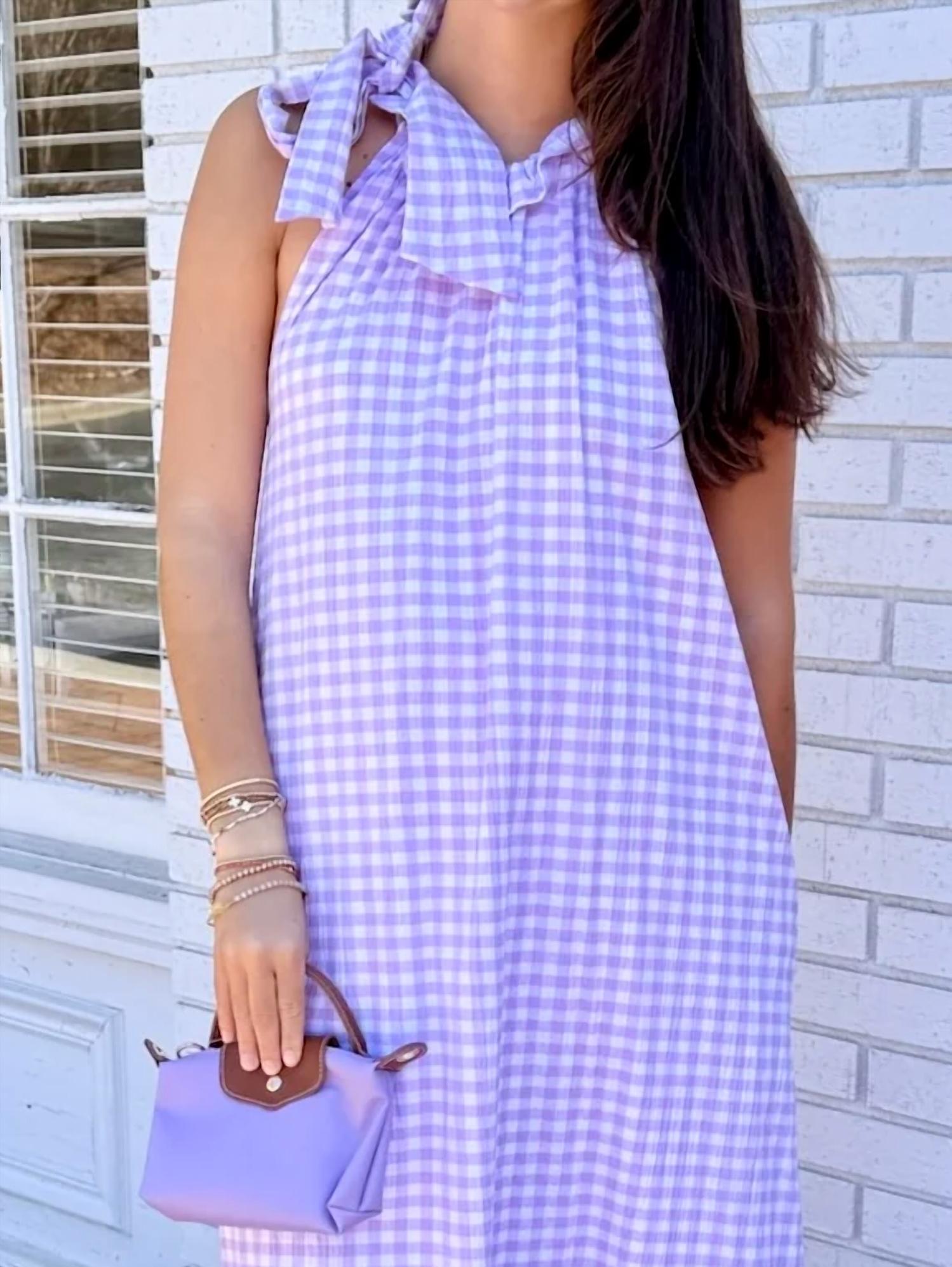 Adrienne - Julia Violetta Seer Gingham Maxi Dress