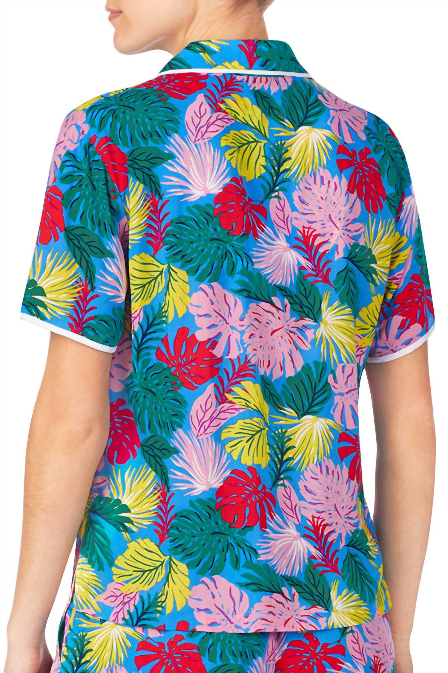 Kensie - Notched Collar Front Patch Pocket Short Sleeve Sleep Pajama Shirt