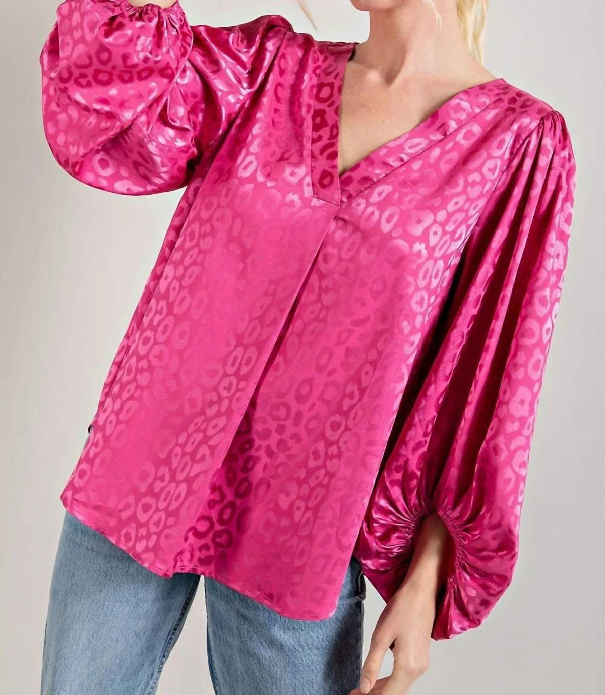 Ee:Some - Madison Satin Animal Print Blouse