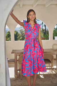 Sugarlips - Meira Floral Charlotte Button Midi Dress