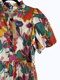Jade - Women's Puff Sleeve Button Tier Dress