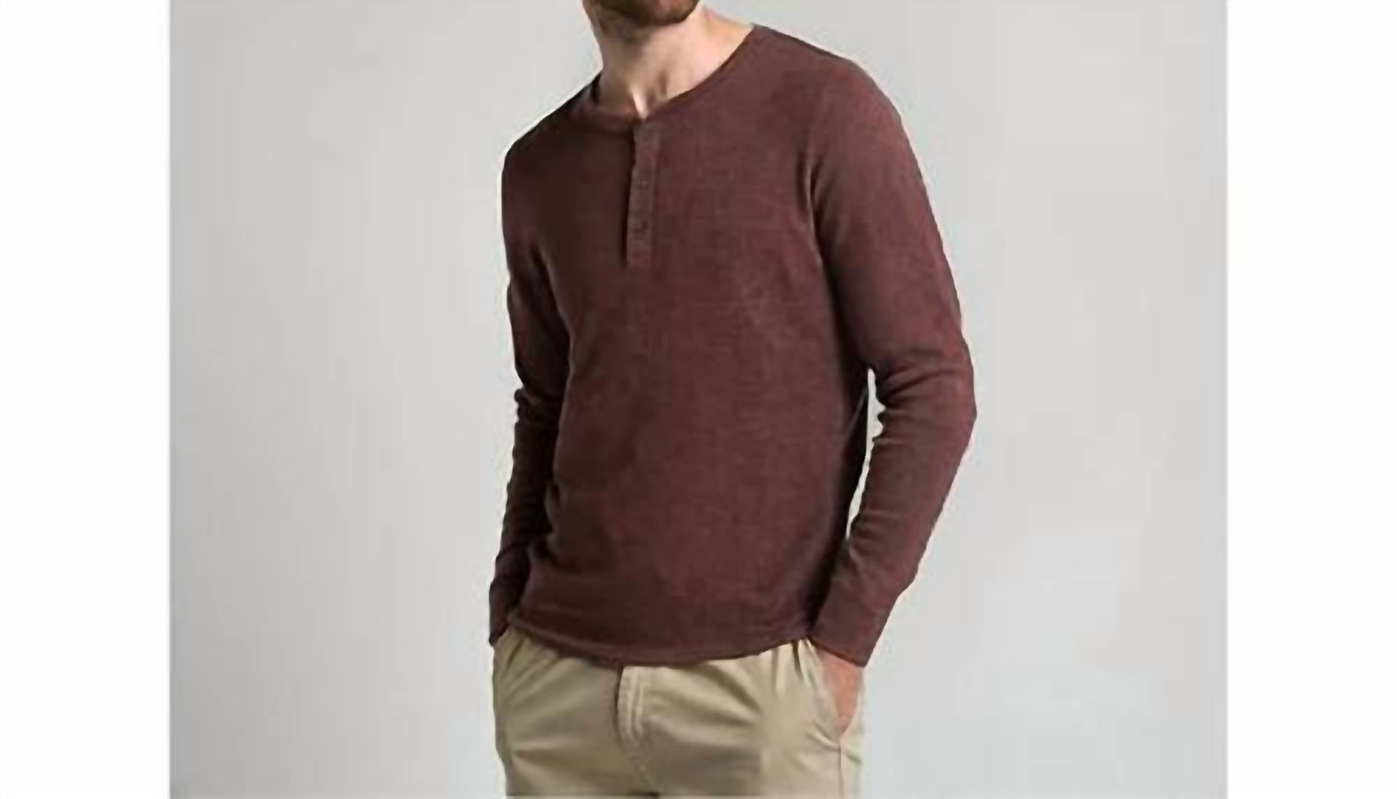 North River - Waffle 3 Button Henley Top