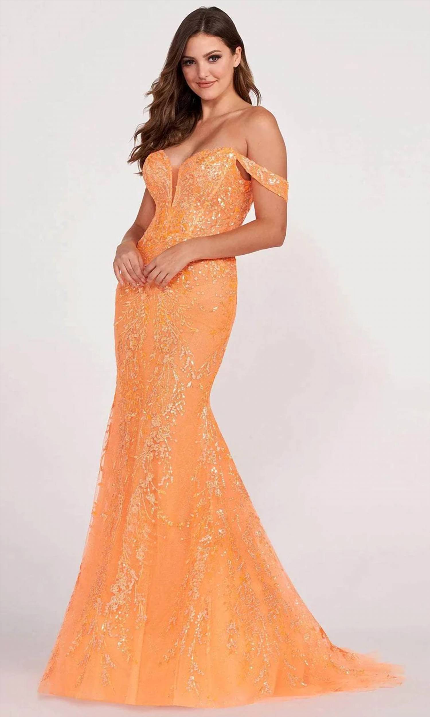 Ellie Wilde - Off Shoulder Sequin Prom Dress