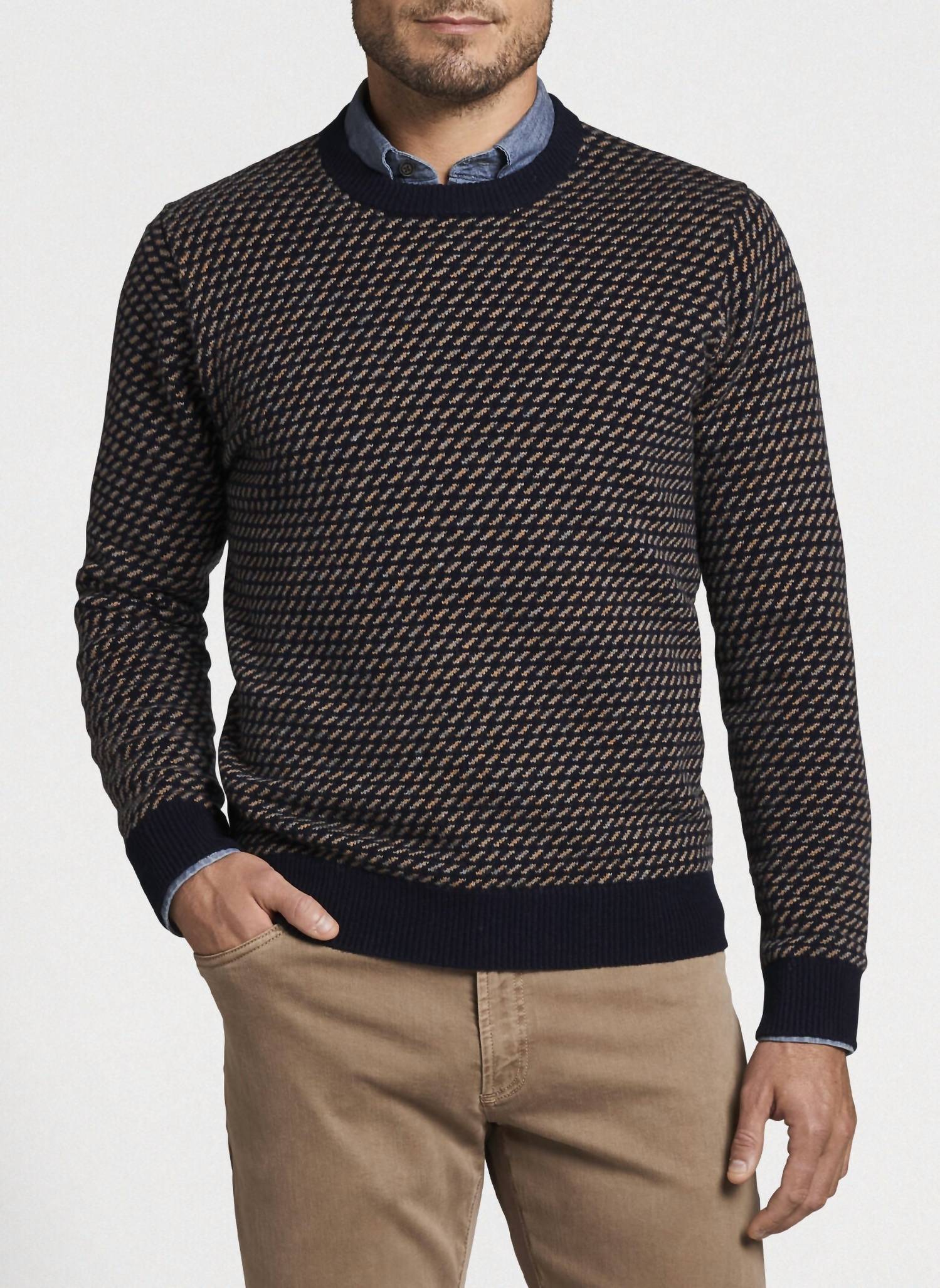 PETER MILLAR Norwegian Fisherman Crew Sweater in navy - women's sweater