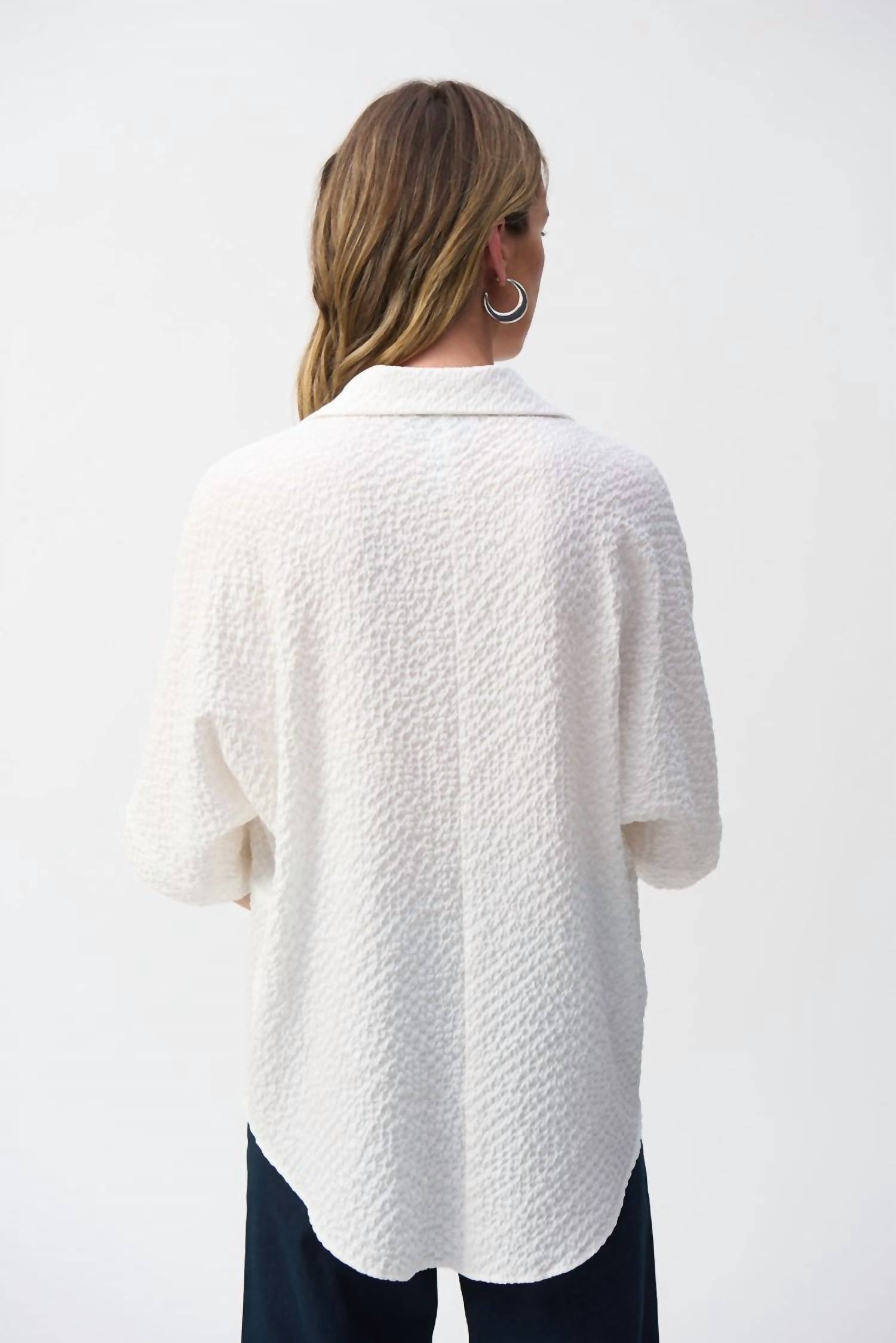 Joseph Ribkoff - Seersucker Boxy High-Low Top