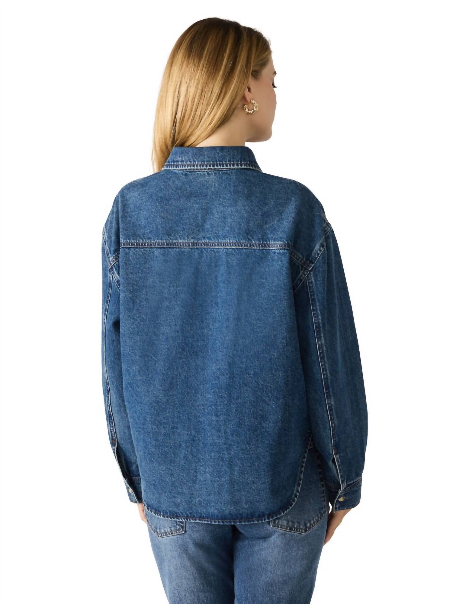 STEVE MADDEN Judith Denim Shirt in dark navy - women's jacket - alternate view