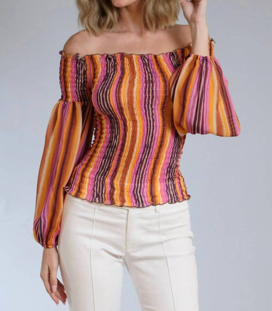 Lola & Sophie - Women's Smocked Off The Shoulder Top