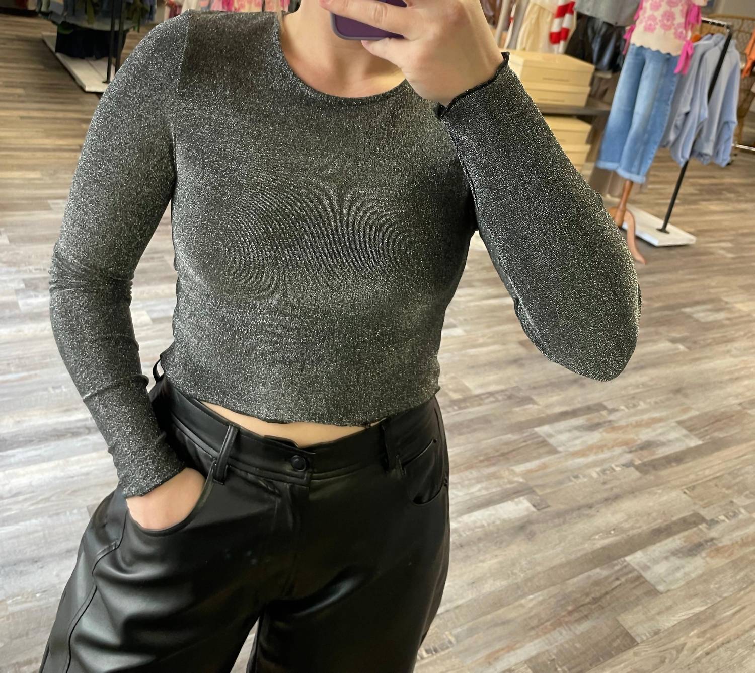 Day + Moon - Metallic Long Sleeve Layer Top