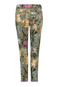 ROBELL Women's Nena Tropical Flowers Slim Fit Jean Pant in multi - women's pants - detail view