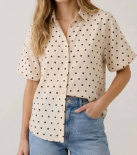Doe And Rae - Polka Dot Bubble Sleeve Blouse