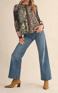 &merci Button Down Long Sleeve Tops in patchwork - women's long sleeve top