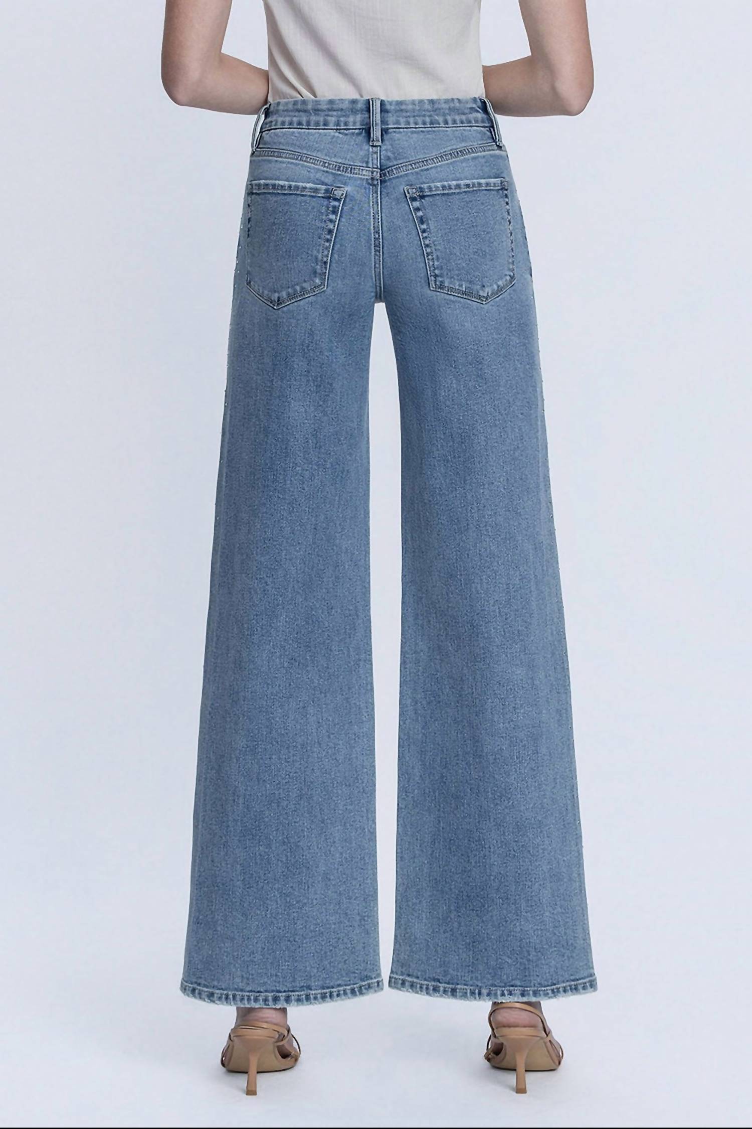 Flying Monkey - Hotfix Stone Embellished Wide Leg Jeans