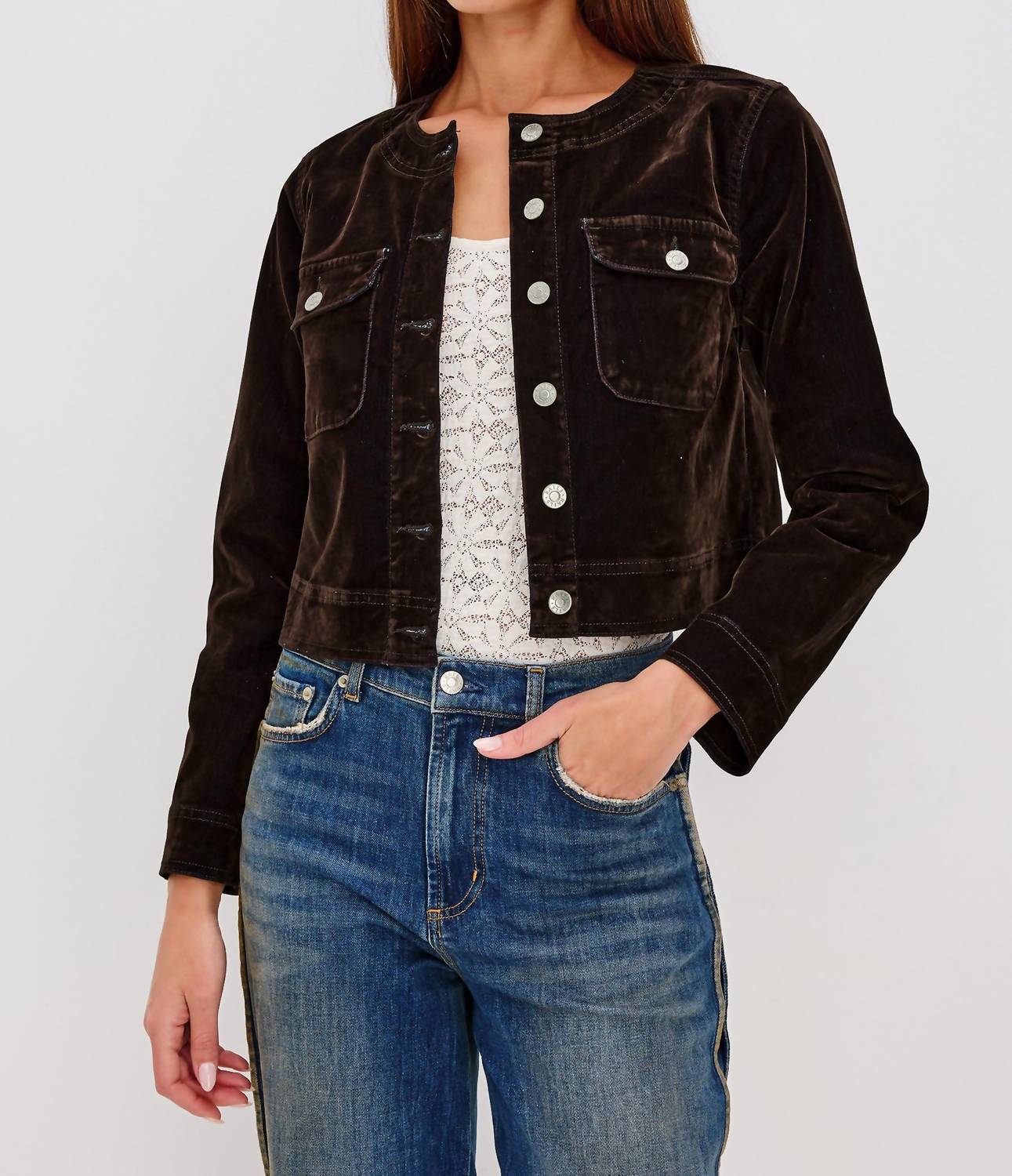 Rails Capistrano Denim Jacket in chocolate flocking - women's jacket