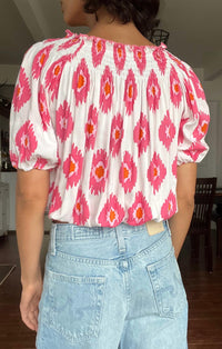Mint Exclusives Ikat Dye Aloha Top in pink - women's blouse - view 4