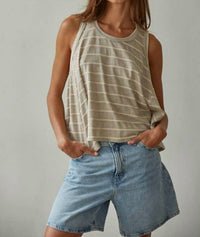 By Together - Knit Striped Round Neck Sleeveless Tank Top