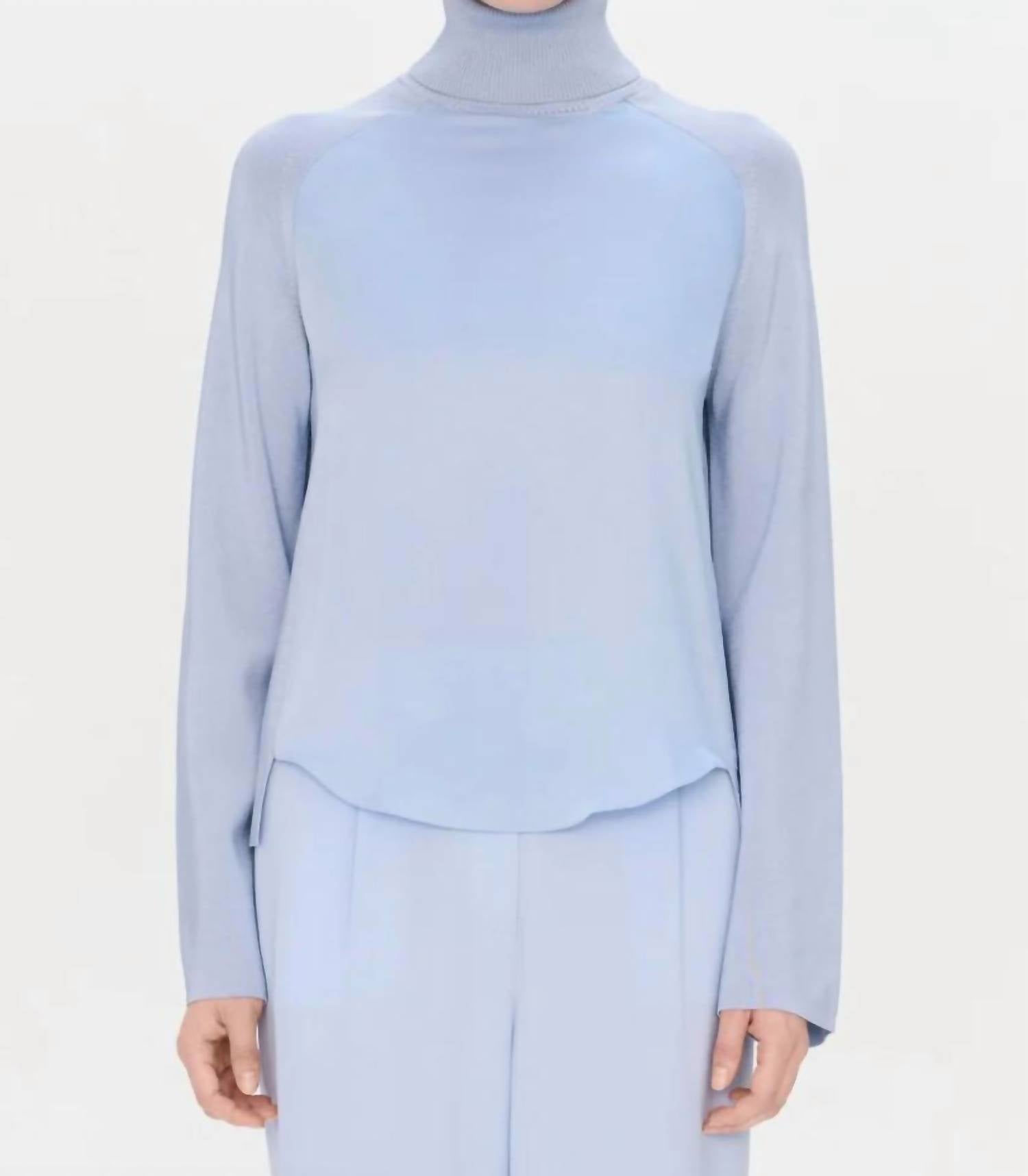 SIMKHAI Mateo Long-sleeve Turtleneck Combo Top in marino blue - women's long sleeve top