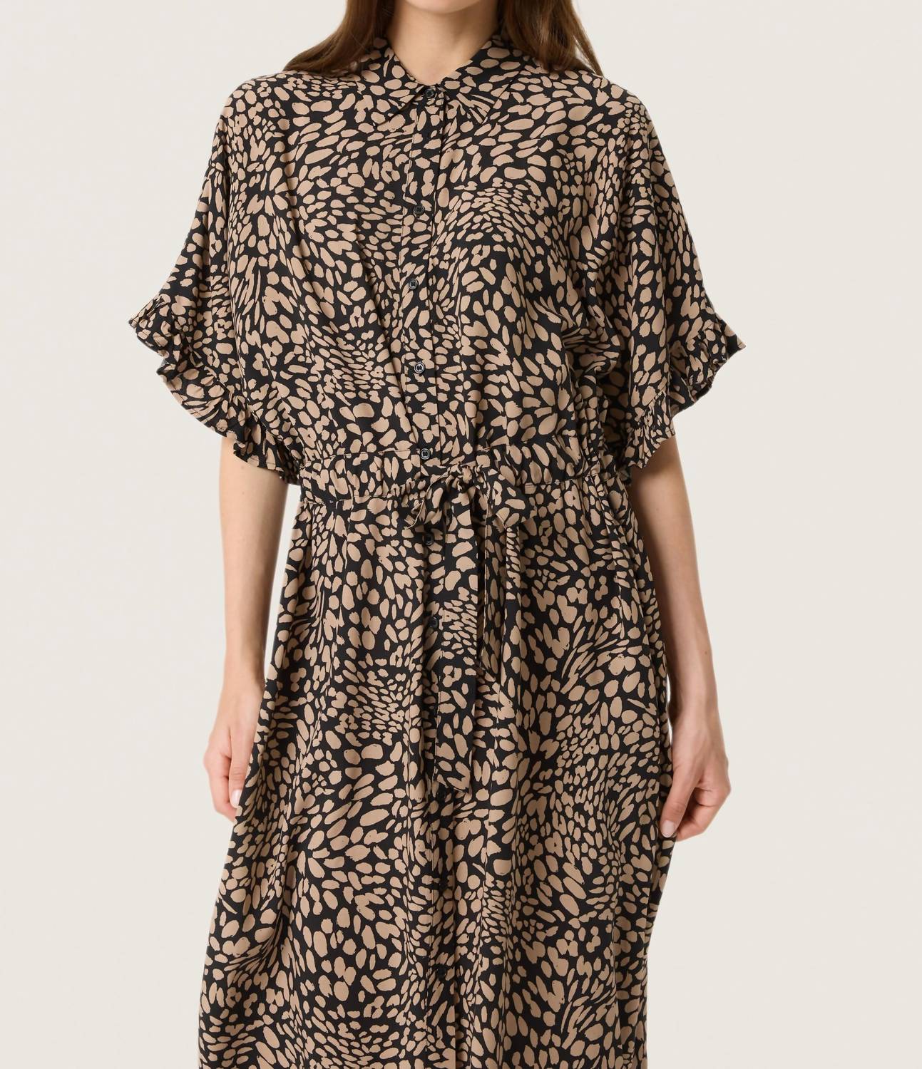 Soaked In Luxury - Naya Short Sleeve Midi Shirt Dress