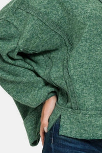 Zenana - Brushed Hacci Exposed Seam Hoodie
