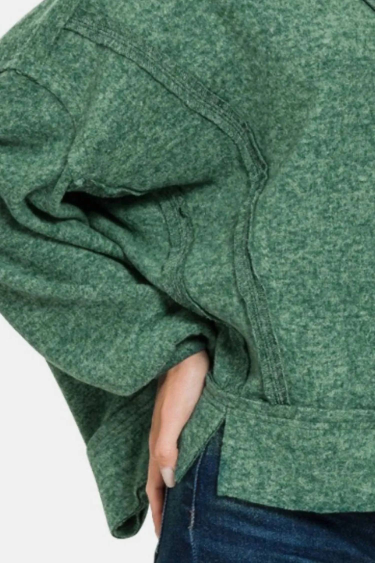 Zenana - Brushed Hacci Exposed Seam Hoodie
