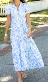 Sail To Sable - Kate Short Puff Sleeves Shirtdress - Plus
