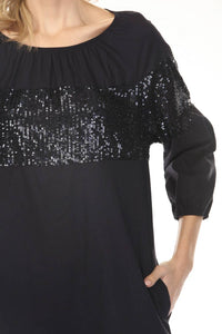 Joseph Ribkoff - Sequined Puff Sleeve Shift Dress