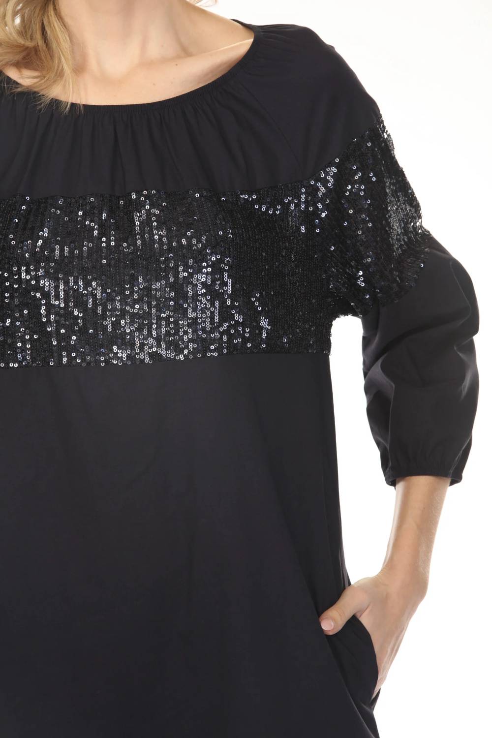 Joseph Ribkoff - Sequined Puff Sleeve Shift Dress
