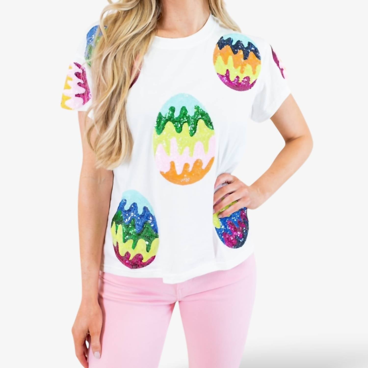 Queen Of Sparkles - Groovy Easter Egg Short Sleeve Top