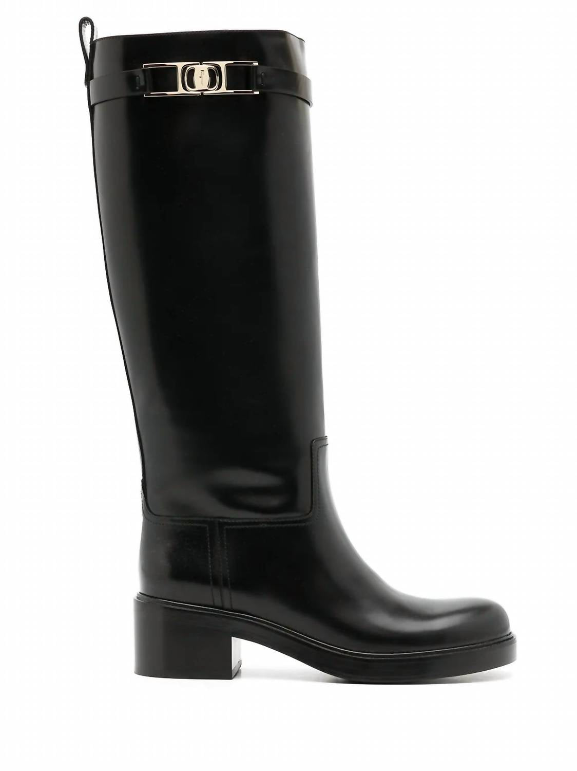 Salvatore Ferragamo Women's Gancini 55mm Knee Boot in black - women's shoe