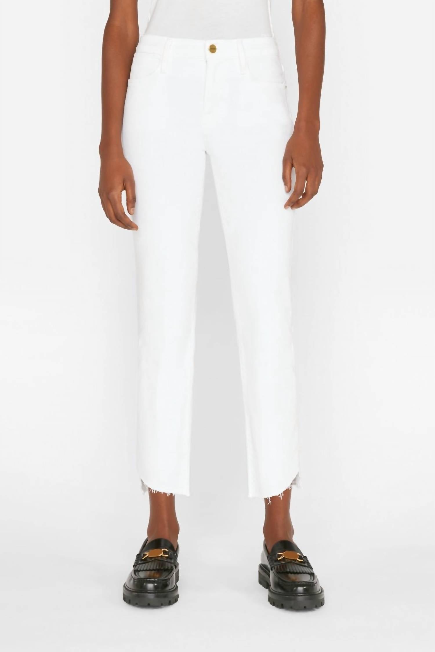 Frame - Le High Straight Cascade Raw Hem Jeans