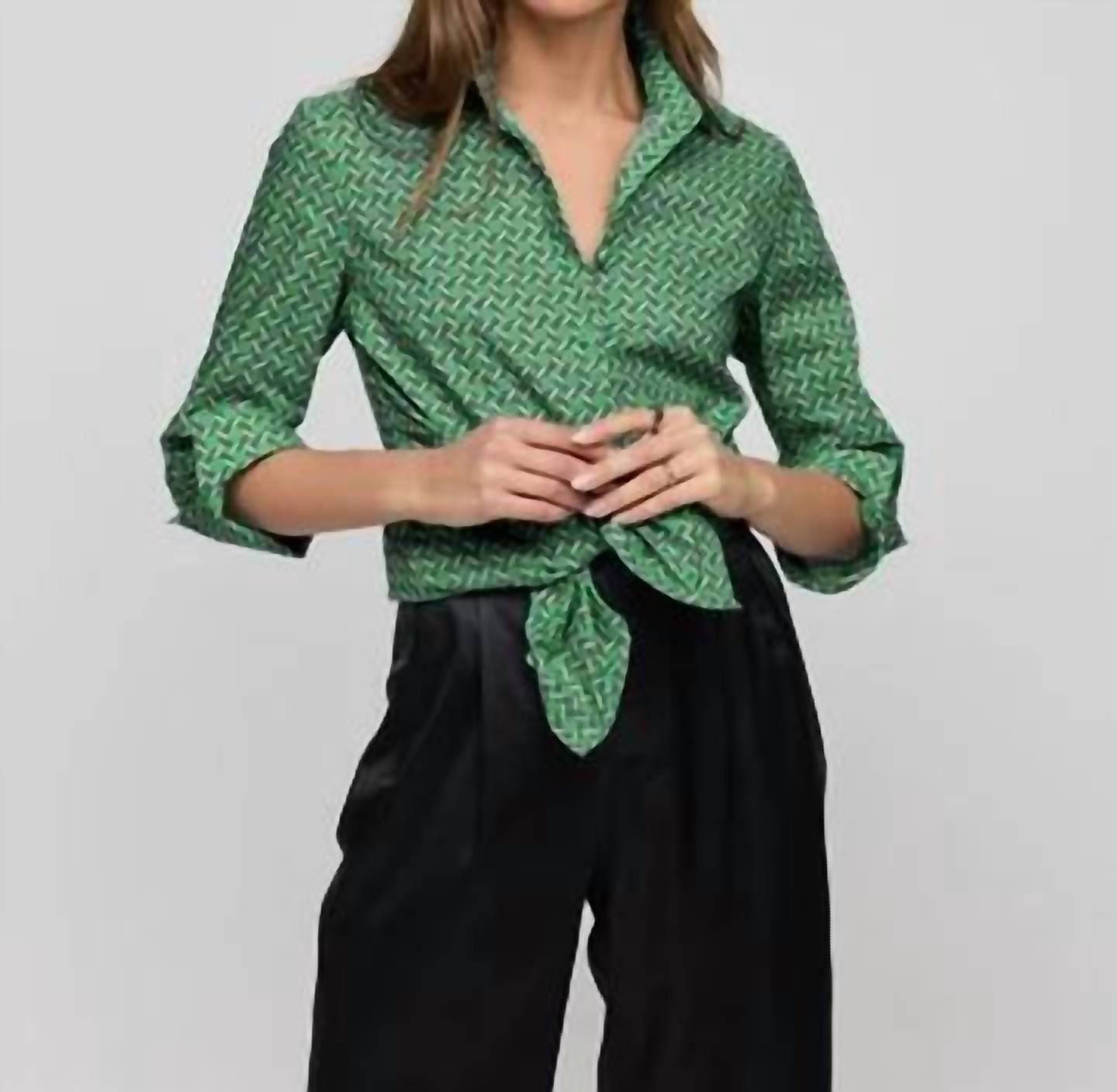 Hinson Wu - Zoey 3/4 Sleeve Chain Link Shirt